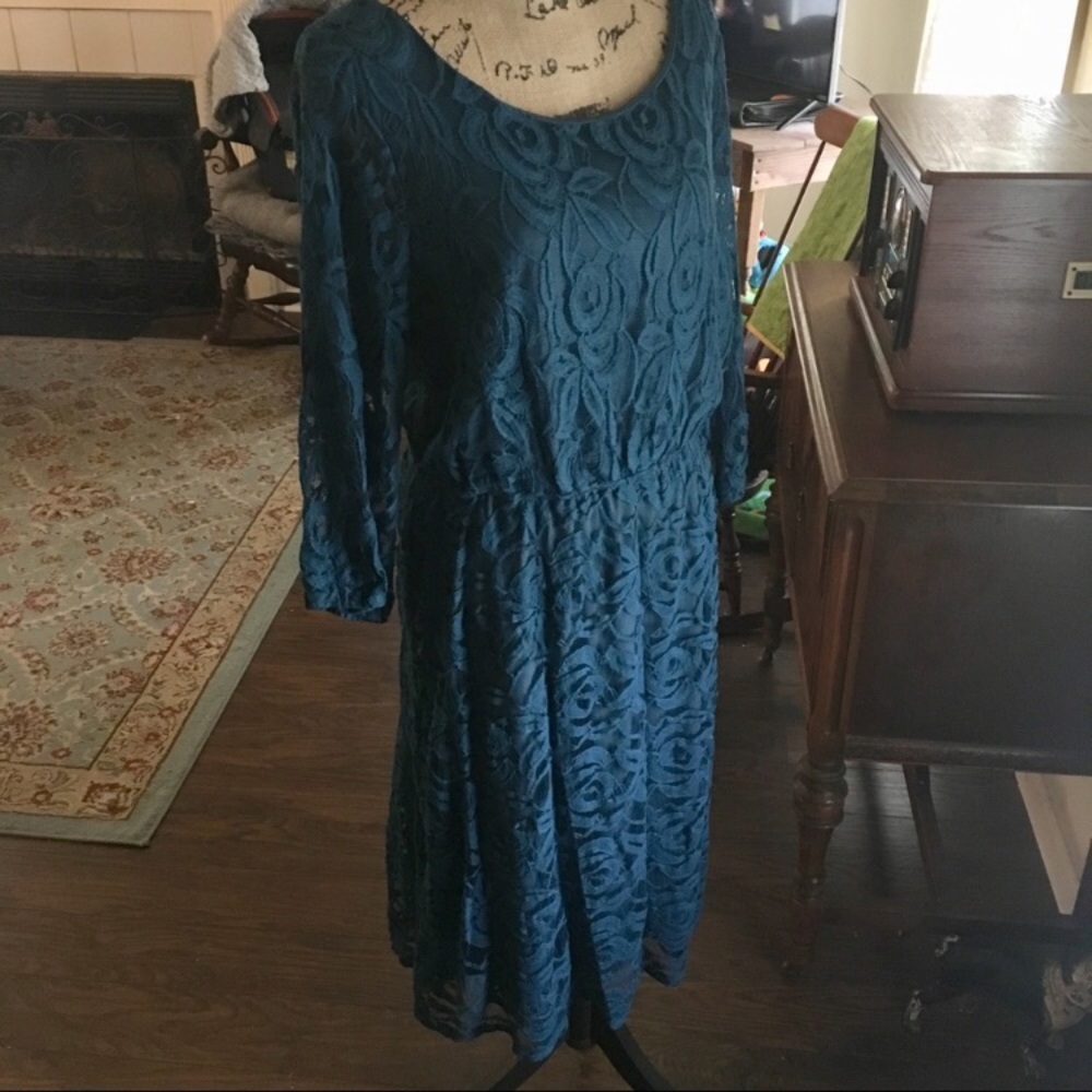 NWT Teal Lace Dress with Long Sleeves